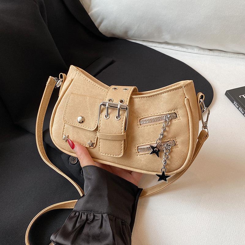 

Niche Versatile Premium Sense Four Seasons Locomotive Spice Girl Shoulder Fashion Bag Women s 2025 New Trendy Versatile Messenger Bag хаки