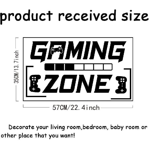 SUPERDANT Gaming Zone Wall Stickers Black Gamepad Wall Decor Stickers Game Room Decals Gaming Zone Vinyl Art for Bedroom Games Room Playroom for Game