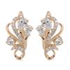 Kinel Glänzende Natürliche Zirkon Blume Hängeohrringe Roségold Schmuck