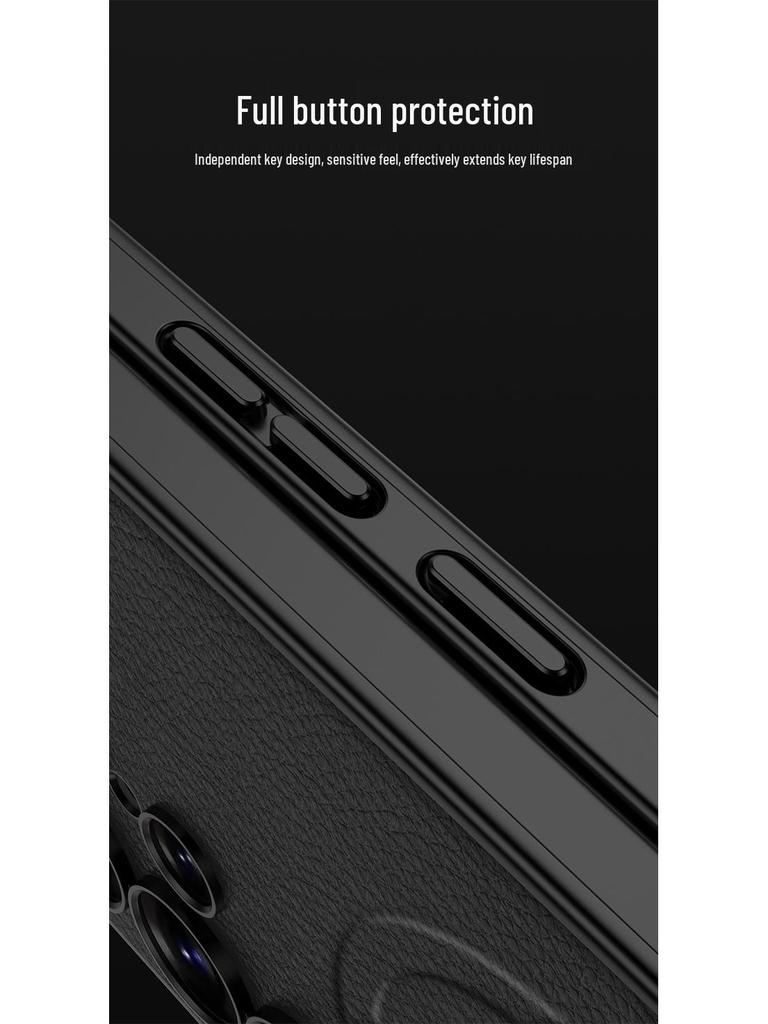 S25ULTRA Phone Case: Cross-Border Leather, Magnetic, Wireless Charging, 2-in-1 Protection