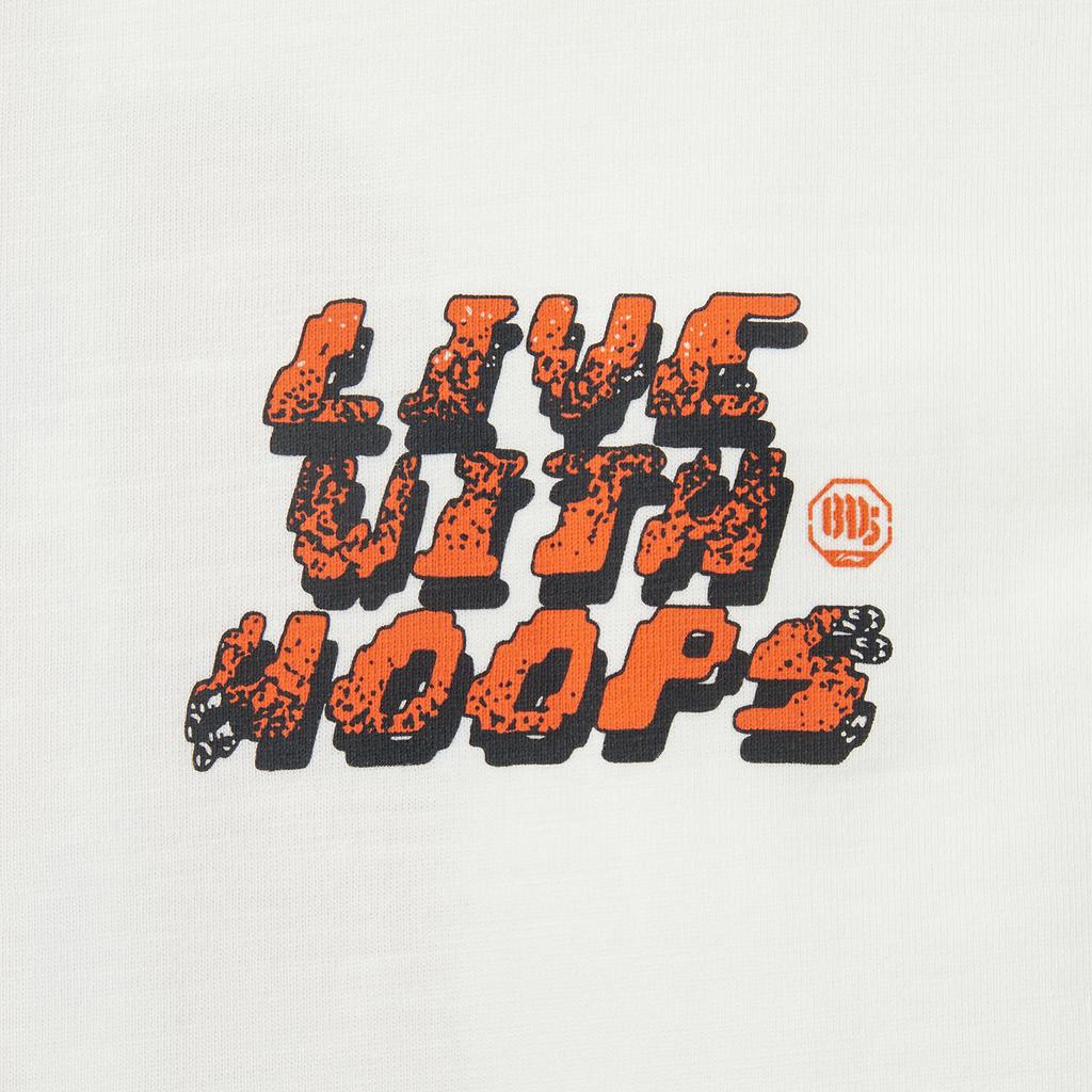 Li Ning Badfive Letter Round Neck Breathable Versatile Loose Short Sleeve T-Shirt Men T-Shirt Off-White AHSV023-1