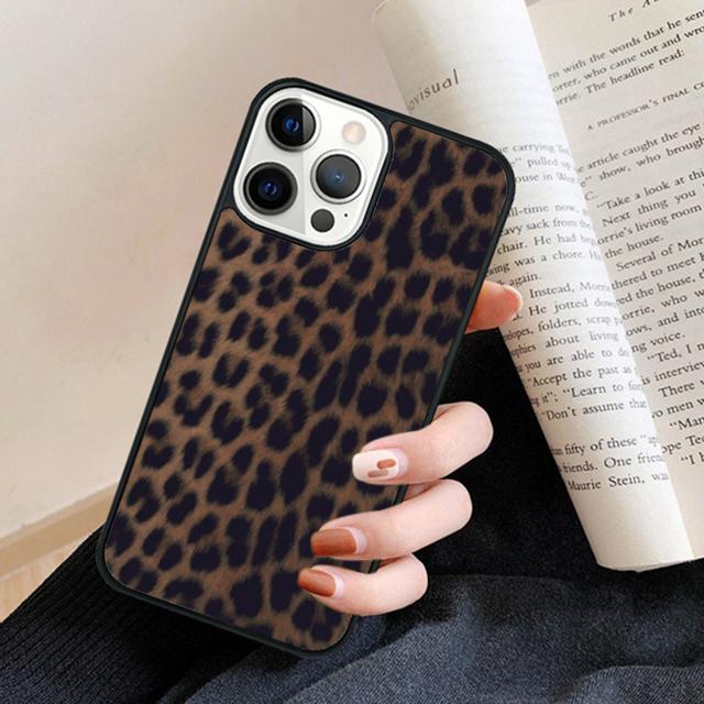 Animal Print Cheetah Black and Brown Phone Case Back Cover for iPhone 17 Air 16 15 14 13 11 12 Pro Max Plus