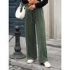Fall Winter New Women's Solid Color Derong Drawstring Pocket Loose Casual Long Pants Leisure Trade Europe America