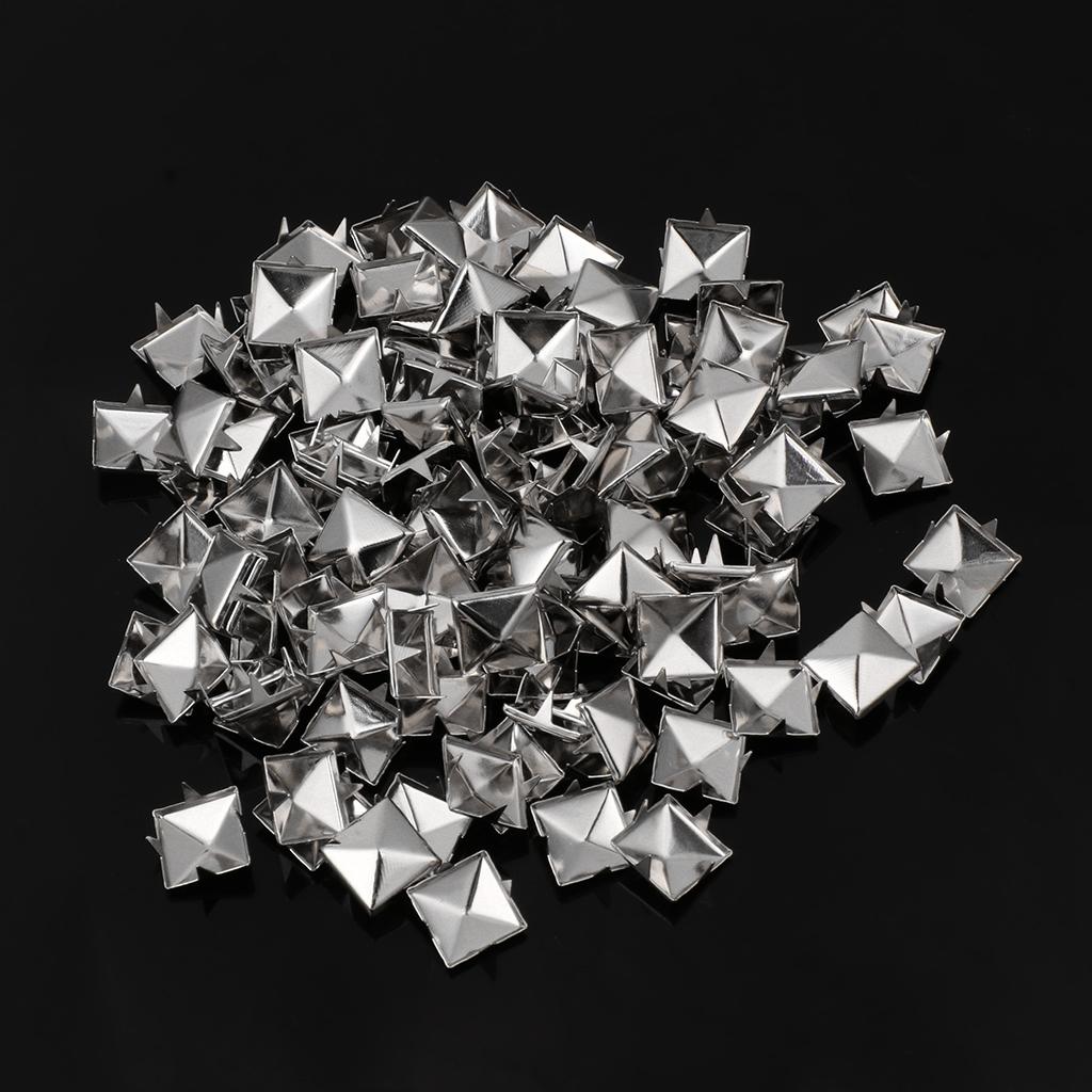 100pcs Square Rivet Metal Studs Spikes Nail Punk Shoes Belt Clothing Decor DIY