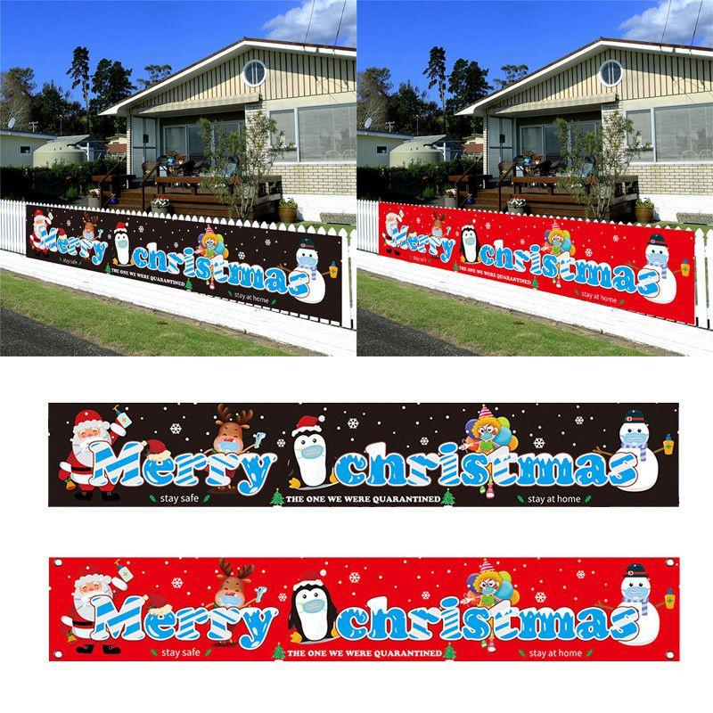 Merry Christmas Banner Featuring Santa Claus And Elk For Quarantine Outdoor Holiday Dcor