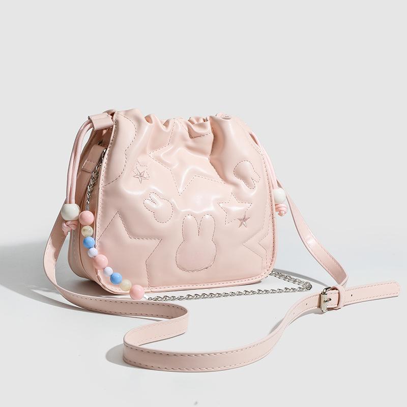 Nischendesign Niedliches Kaninchen Perlenkette Kleine Tasche Ein-Schulter Umhängetasche Mädchen Achseltasche