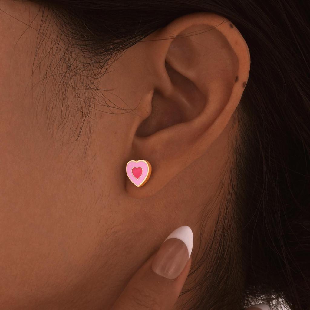 Women's Pink Flower & Butterfly Stud Earrings for Kids - European American Style
