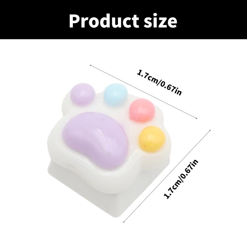 Colorful Kitten Claw Keycap for Mechanical Keyboards Resin Cartoon Claw Keycaps Heat Resistant and Comfortable Typing 1PC