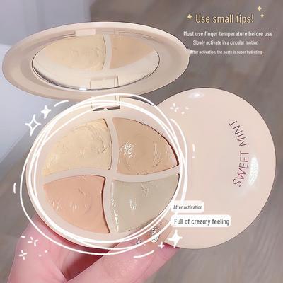 Sweet Mint Concealer Palette: Four-Color Solution for Freckles, Acne, Tear Troughs, Dark Circles, and Blemishes