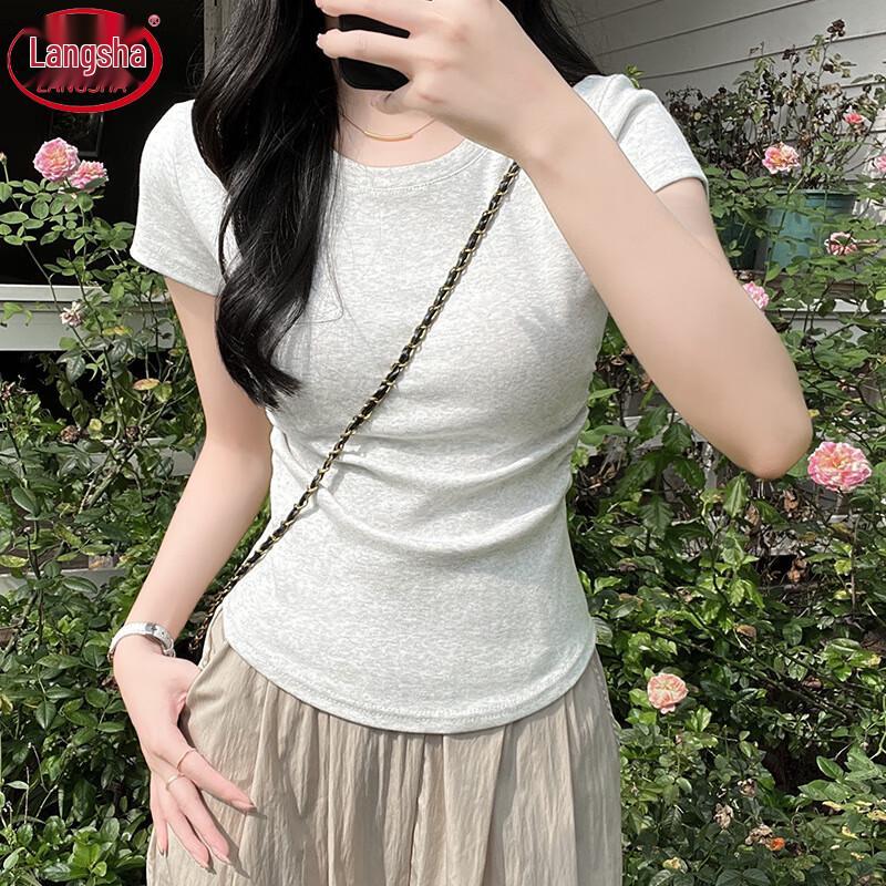Langsha 2025 Women's Cotton Slim Fit Round Neck T-Shirt