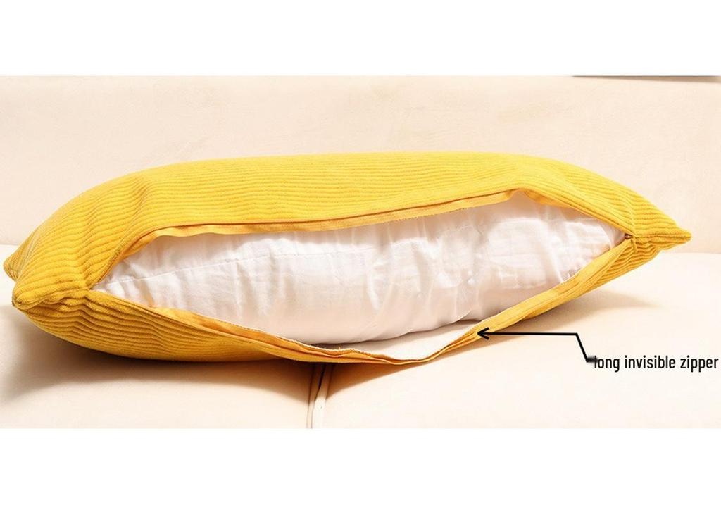 Corduroy Lumbar Throw Pillow with Removable & Washable Cover