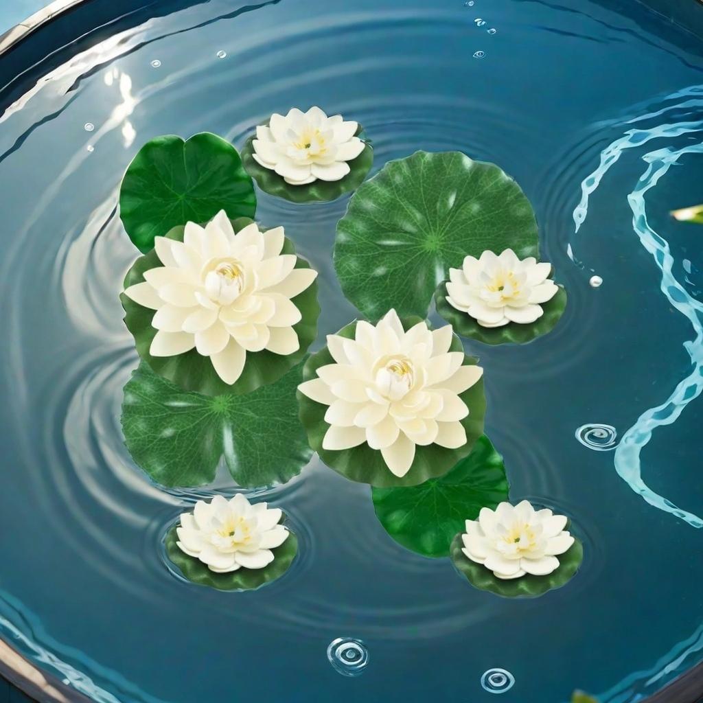 10pcs(6flowers and 4leaves )Artificial Lotus, Realistic Water Floating Foam Lotuses, Fake Lily Pad-Aquarium Water Decoration