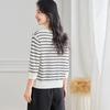 Srcr Women's Retro Striped 3/4 Sleeve Wool Knit Sweater