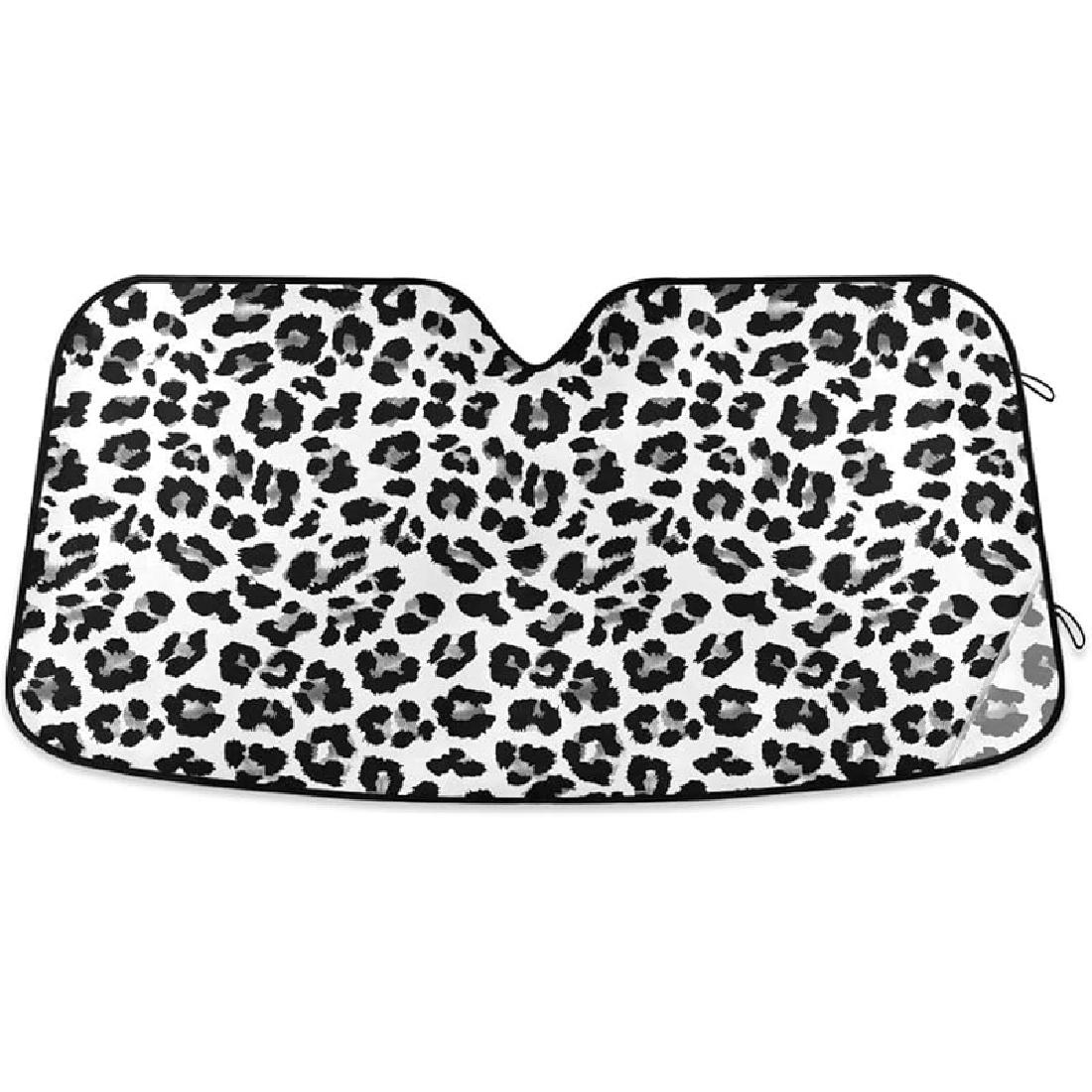 Car Sunshades for Front Windshield Auto Sunshield Shade Foldable White Leopard Black Cheetah Car Sun Visor Blocks UV Rays Heat Protection SUV Truck M
