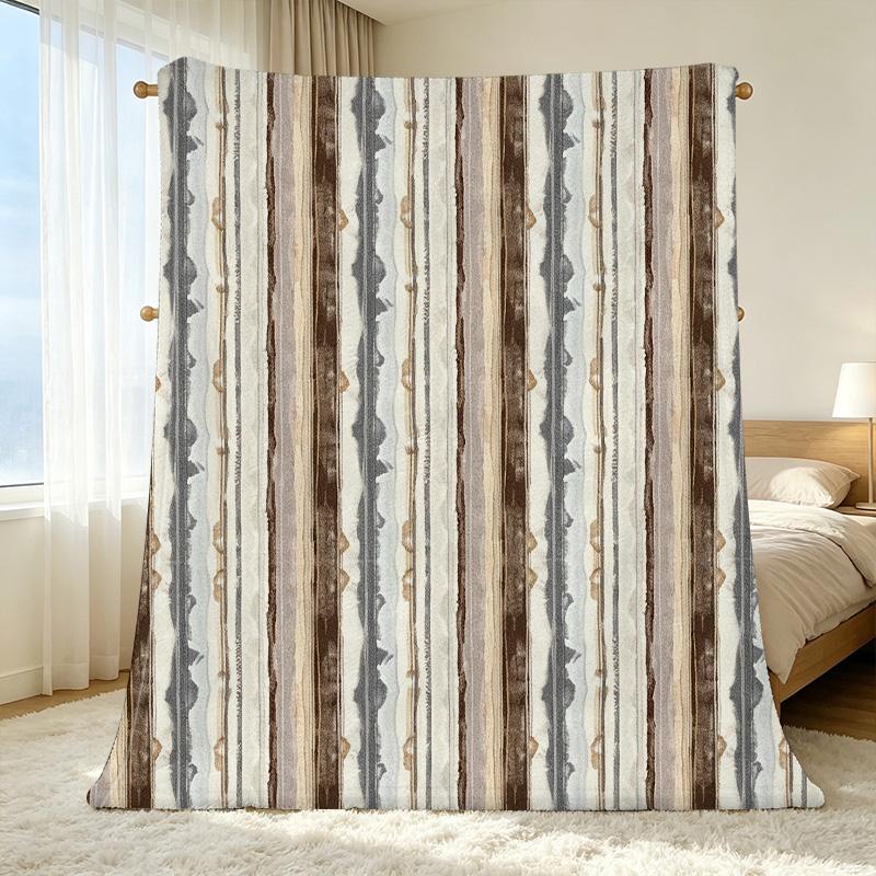Soft Flannel Throw Blanket with Bound Edges & Simple Stripes Cozy Warm Cover for Home, Couch, Christmas & Halloween