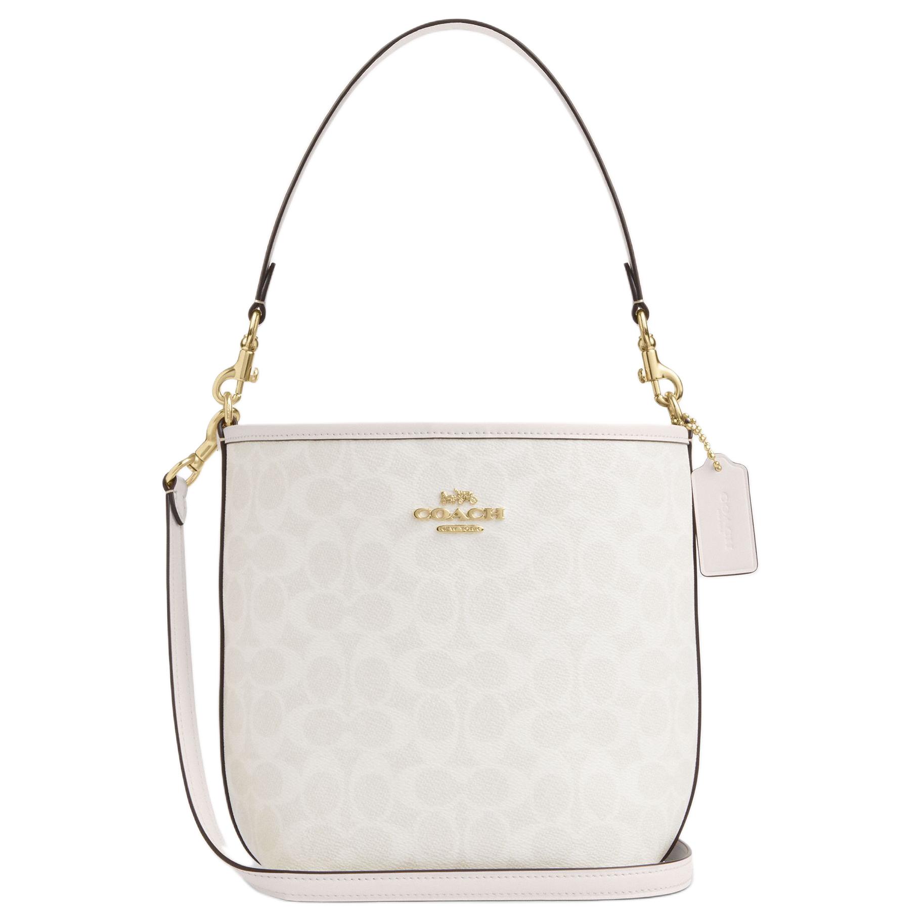 Coach City Bucket 16 Printed Logo Coated Canvas Shoulder Bag Small Women shoulder bag White CT800-IMXU5 Gift Box Set (Basic Set+Black Box)