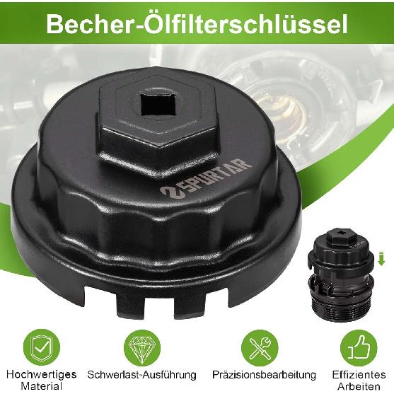 Spurtar Oil Filter Wrench For Toyota Cap Style Oil Filter Removal Tool 64Mm For Lexus, Camry, 4 Runner, RAV4, Tundra, Tacoma, Highlander, Sienna,