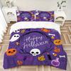 3-teiliges Bettwäsche-Set mit niedlichem Kürbis-, Geister- und Totenkopfmuster für ein fröhliches Halloween (1 Kissenbezug + 2 Kissenbezüge, ohne Füllung), Dieses bedruckte Bettwäsche S