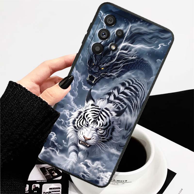 Anime Dragon Design For Samsung A73 A72 A71 A55 A54 A53 A52 A51 A13 A22 A16 A15 A12 A14 A26 A07 5G Black Phone Case