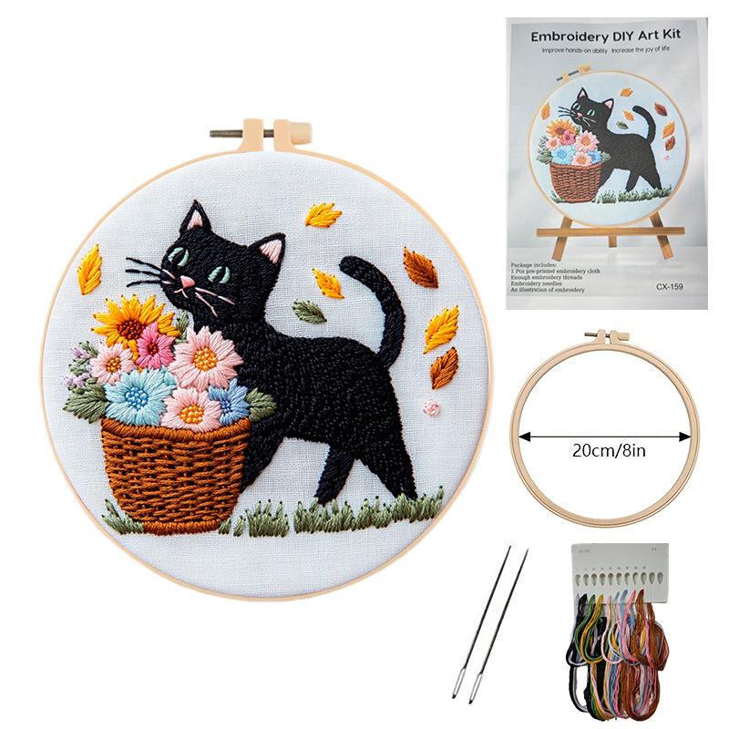 

1 набор для вышивания своими руками серии «Цветы, птицы и кролики», включая инструменты, подходит для начинающих, набор материалов для вышивания вручную; 20cm