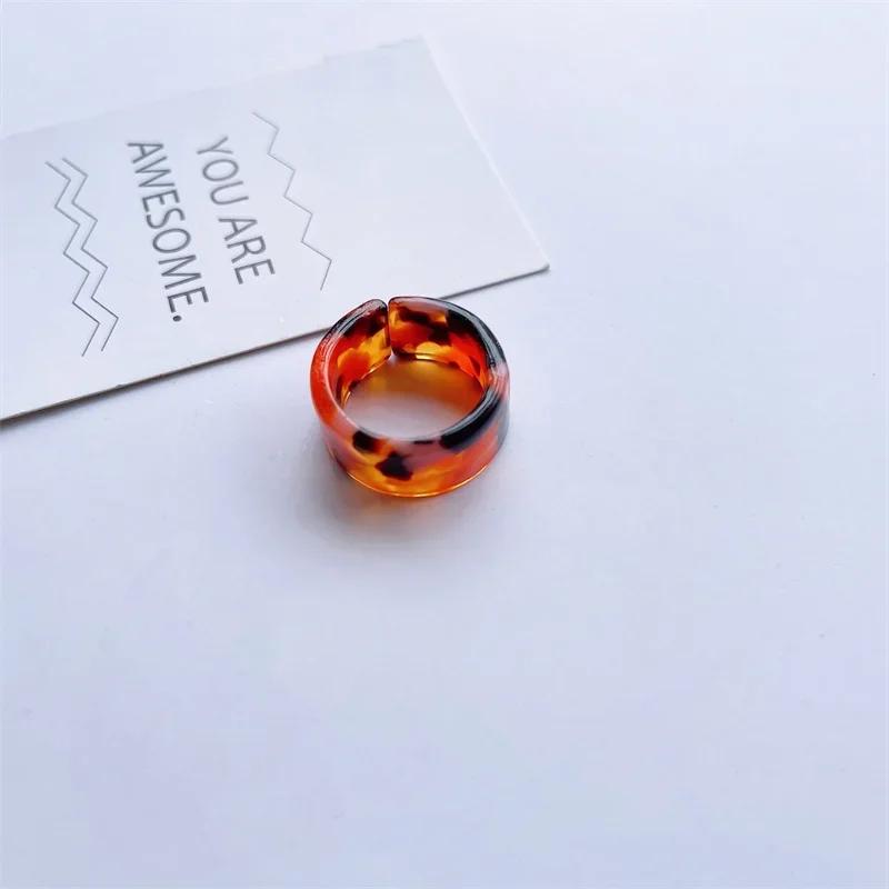Colorful Open Marbling Ring Aesthetic Acetate Colorful Acrylic Thick Round Rings for Women Girls Jewelry Accessories Gifts
