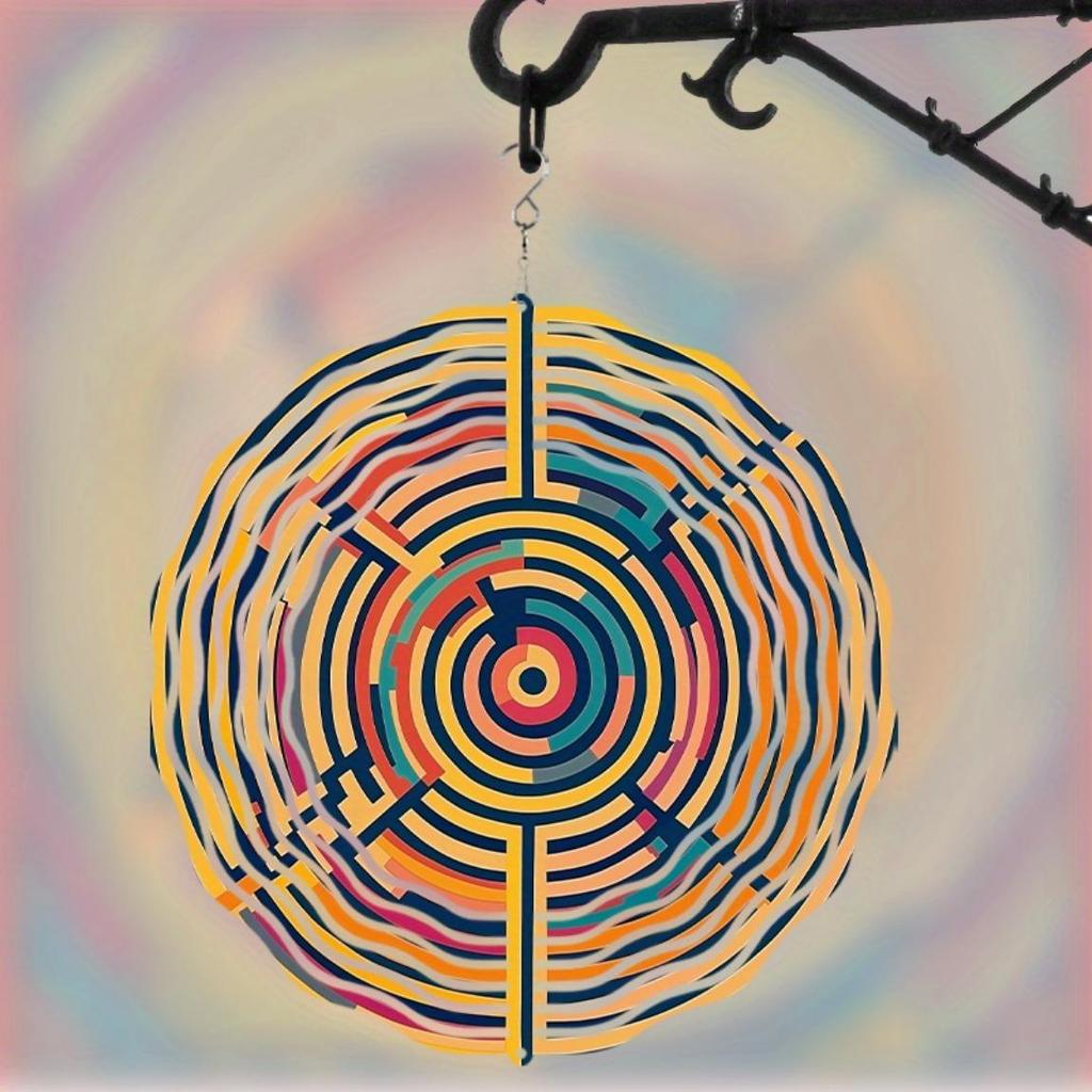 10 Zoll Hängender Windspinner Metallkunst Windspiel mit Labyrinth-Design 360° Drehend für Outdoor Garten Balkondekoration Geschenk für Freunde Familie für alle Jahreszeiten