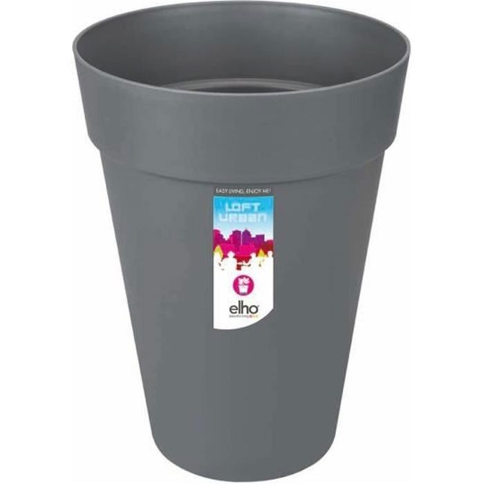 ELHO Pot de fleur Rond Loft Urban - Ø 34 x 45,6 cm - 23 l - Gris anthracite
