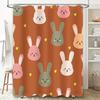 Animal Print Shower Curtains Cute Bunny Rabbit Design 180Gsm Polyester Fabric Waterproof Home Decor Item For Bathrooms Orange Co