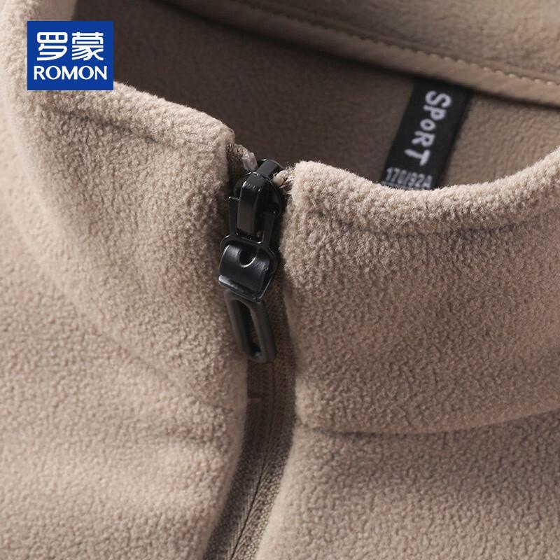 Romon Men's Fleece Lined Stand Collar Cardigan Jacket