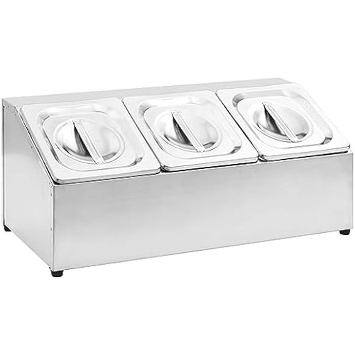 Récipient Gastronorm - vidaXL - GN 1/6 - Acier Inoxydable - 3 Bacs - Couvercles Inclus