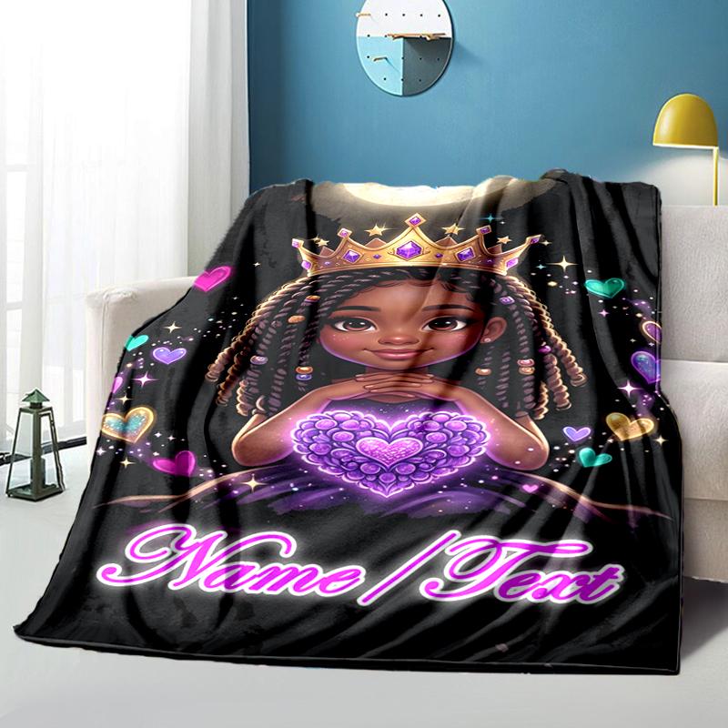 1PC Custom Name "Magical Princess Crown Night" outdooor Flannel blankets Throw Blanket All-Season Throw Gift Bedspread for Couch, Bed, Camping Holiday
