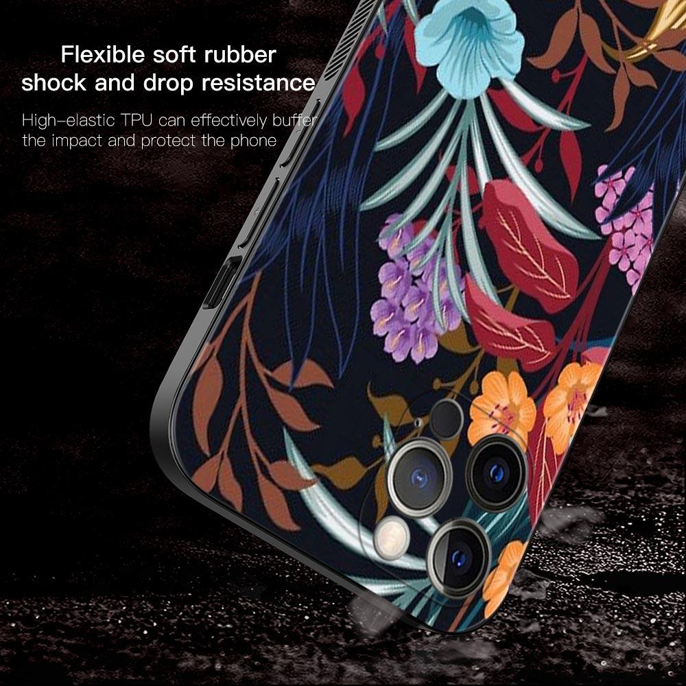 Shell For Iphone 14 13 12 11 Pro Max Mini Xs Max Xr X 7 8 Plus 6s Soft Silicone Case Cover Fundas Vintage Banana Leaf Flower