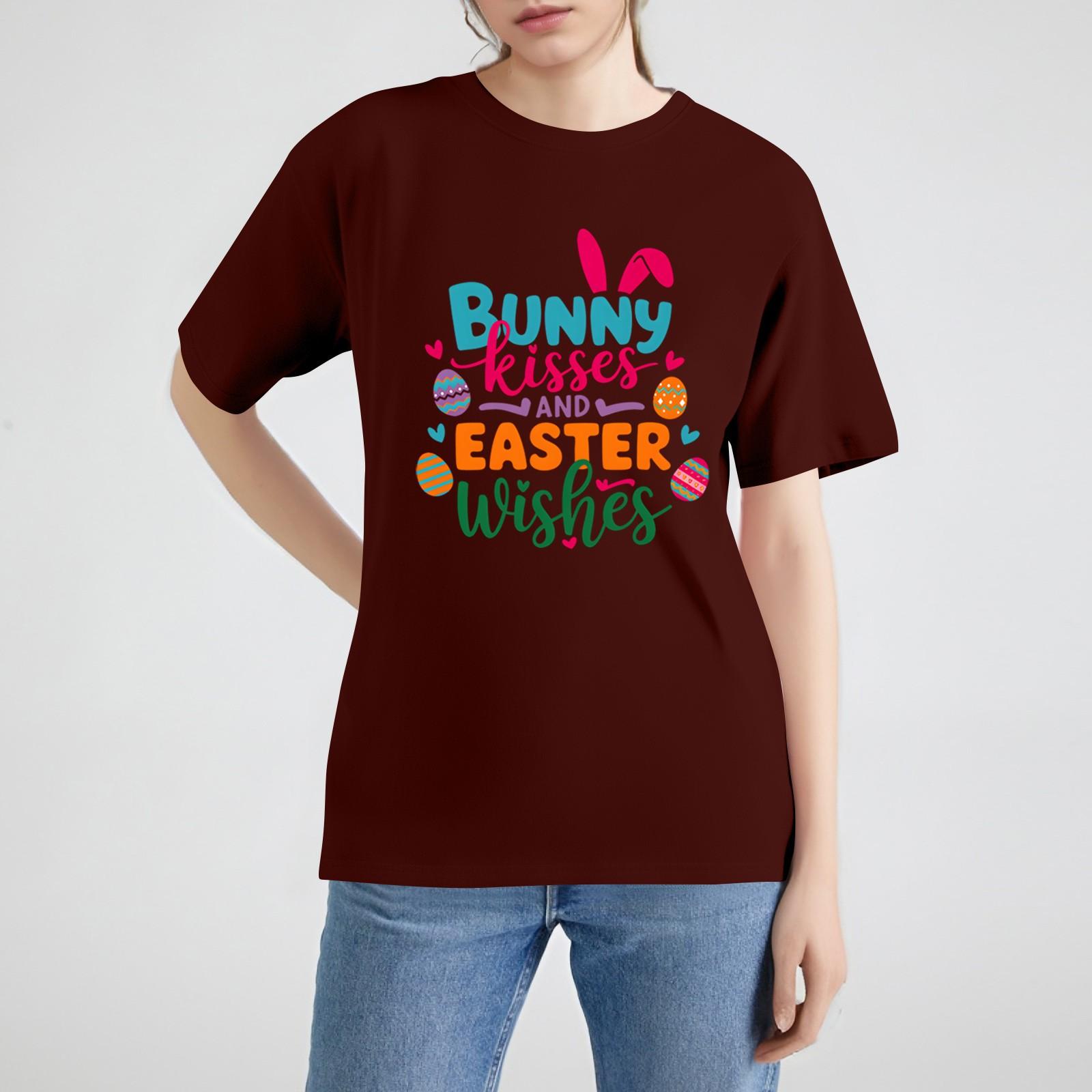 

Женская рубашка с коротким рукавом и принтом в виде Пасхи, свободный топ XXL винный