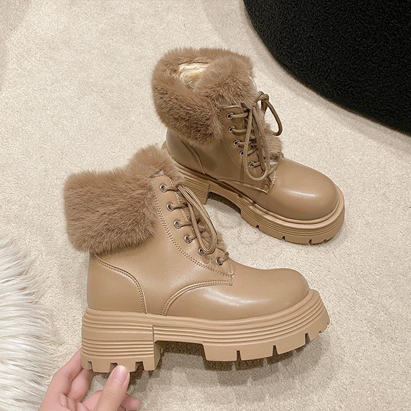 Thick-soled Short Boots Women's New Winter Velvet Warm Snow Boots Martin Boots Thickened Warm Cotton Shoes