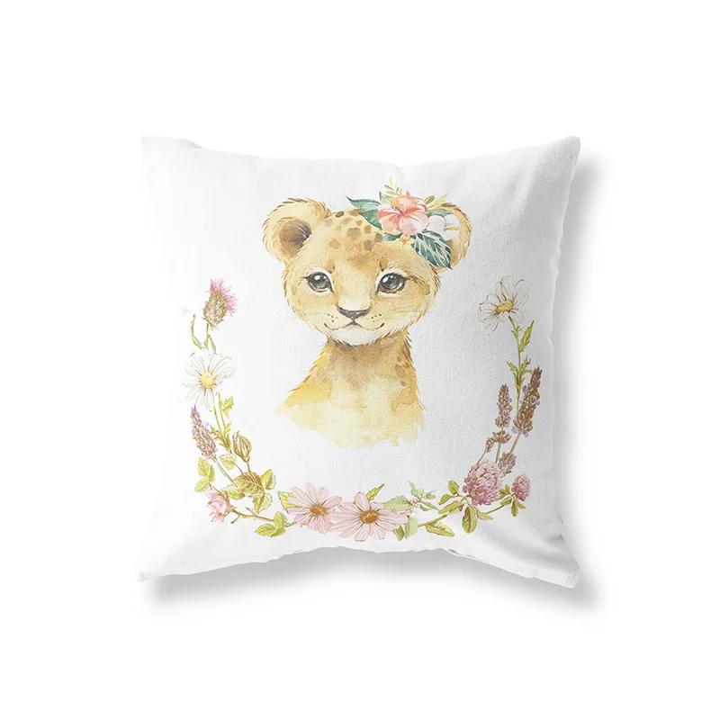 Cute Rabbit Giraffe Animals Children Room Decor Polyester  Cushion Cover Sofa Pillow  Home Decoration Throw Pillowcase