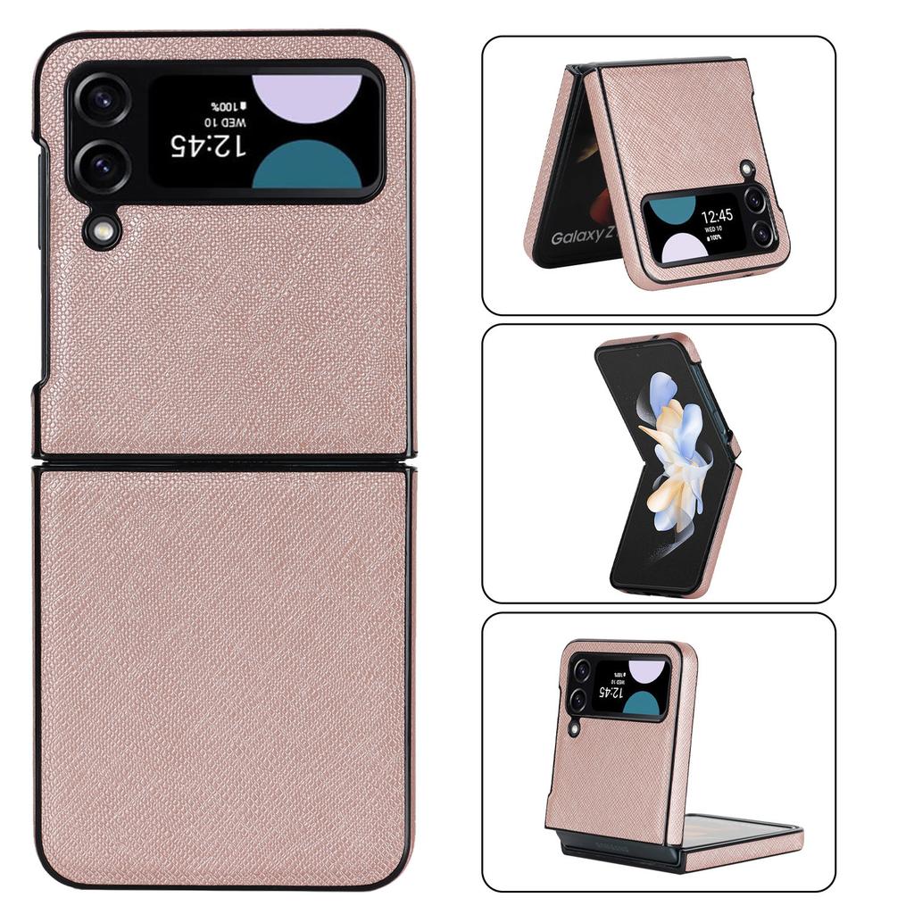 Samsung Z Flip6 5 4 3 Folding Phone Case Anti Fingerprint Z Fold6 Cross Print Leather Protective Case