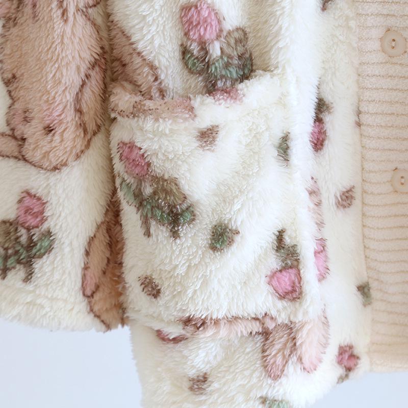 Women's Cozy Flannel Pajama Set – Tulip Rabbit Design for Autumn & Winter