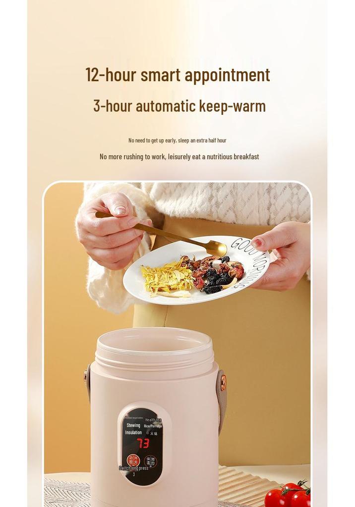 Douyin Celebrity Electric Stew Pot: Portable Multi-Function Soup & Porridge Cooker with Clear Stainless Steel Design