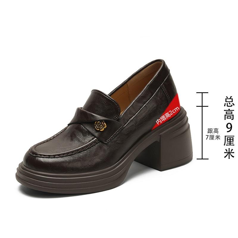 Inner height increase cm Camellia high heel thick sole women's new small casual single shoes small size