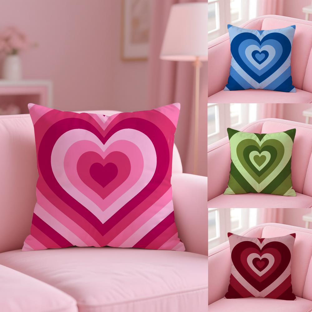 Sweet Love Cushion Cover Plush Fabric Soft Double-Sided Printed Invisible Zipper Sofa Pillow Case Home Decor