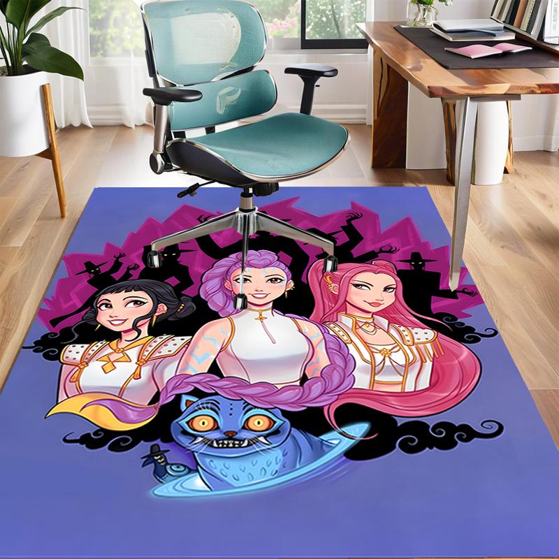 1pc KPop Demon Hunters5 Design Area Rug - Non-Slip, Soft & Cozy Floor Mat for Living Room, Bedroom, Office - Indoor/Outdoor Decorative Carpet