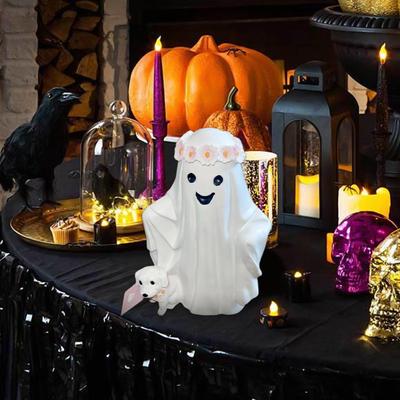 Figure Fantôme Promenant Chien Ornements Mignons Halloween Figurines Mignonnes Résine Décor Pour Cheminée Bureau Maison Table Intérieur Bibliothèque