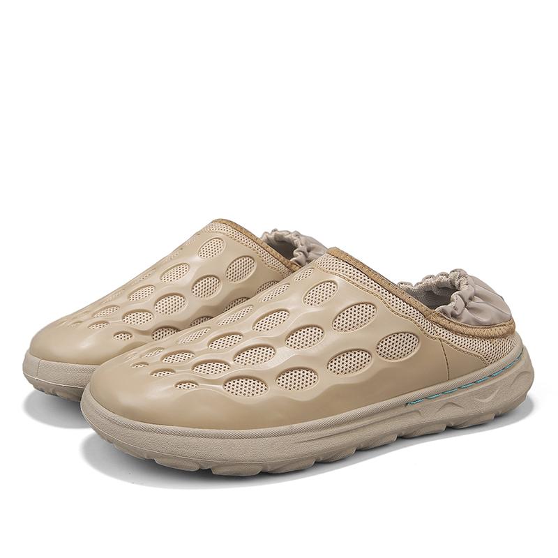 Designer Men Slippers Breathable Mens Shoes Trendy Bottom Casual Sneakers Mesh Half Slippers for Men Soft Sole Support Shoes New