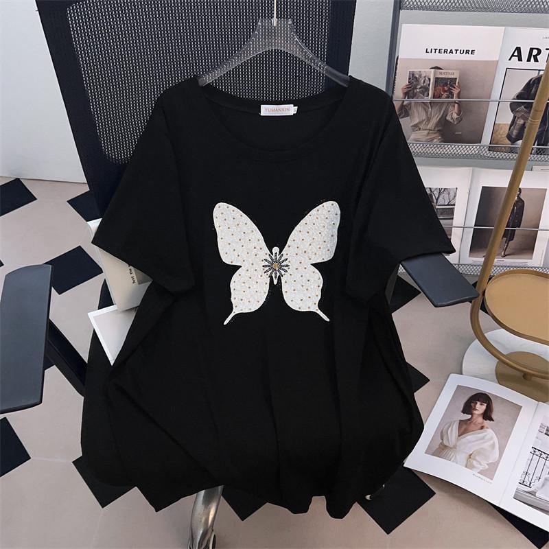 Round Neck Plus Size Mid-Length Loose Short-Sleeve Women's T-Shirt (200/300/350 Jin)