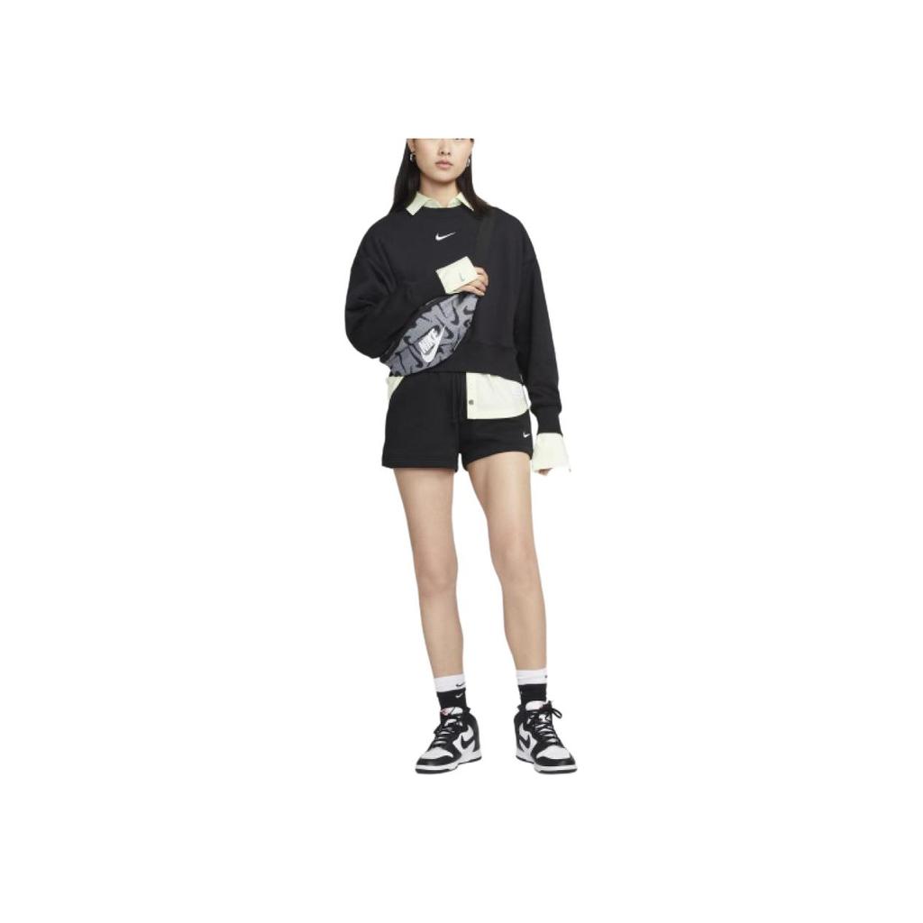 Nike Solid Logo Short Loose Crewneck Sweatshirt Women sweatshirt Black DQ5762-010