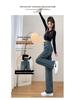 Women's Retro Double-Breasted High Waist Wide Leg Jeans - Spring/Autumn Straight, Loose, Slimming, Floor-Length