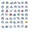 50 Cartoon Blue Fat Shark Graffiti Stickers Guitar Notebook Suitcase DIY Waterproof Stickers
