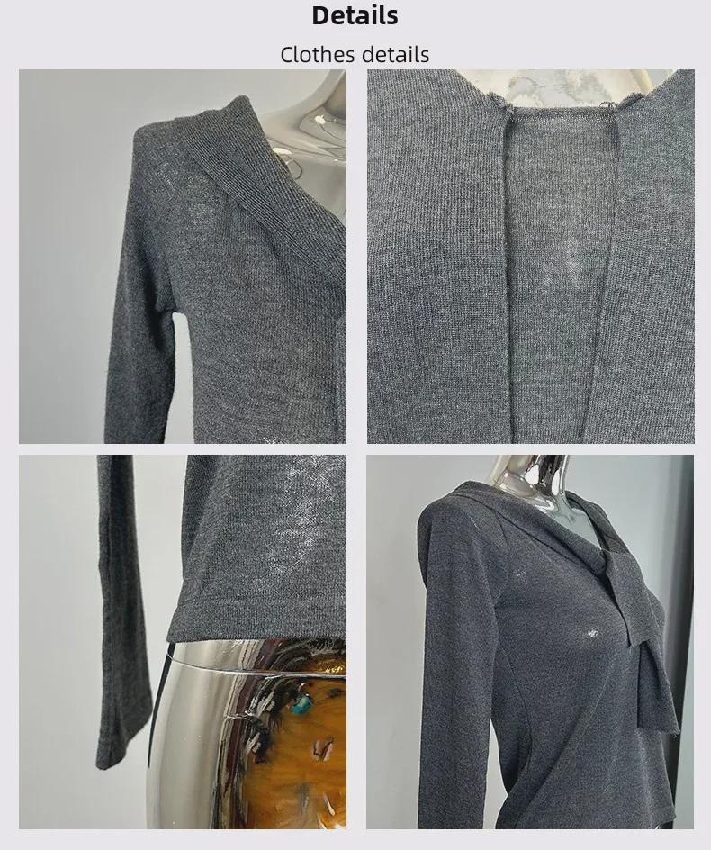South Korea's Dongdaemun New Sexy Lace-Up Knit Sweater – Flirty Collarbone-Revealing Design