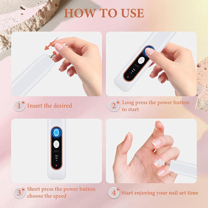 Electric Nail Polisher Drill Bits Professional Nails Grinding Polishing  Manicure Machine Dead Skin Removal Art Sanding File Pen