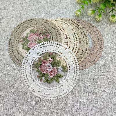 Anti-Scald Table Plate Mat 12cm Vintage Lace Coaster Placemat Embroidery Craft Bowls Coffee Cups Coaster European Style Fabric